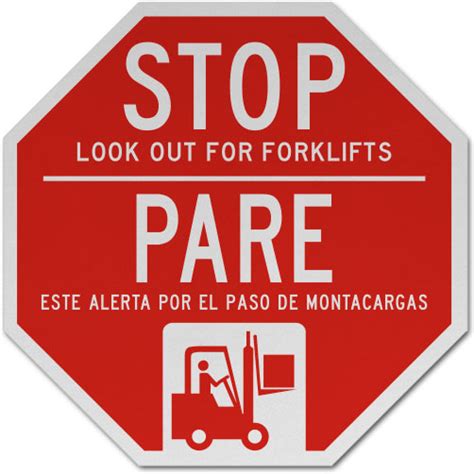Bilingual Stop Look Out For Forklifts Sign Y1247bi By