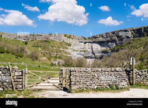 Gate And Footpath Access To Malham Cove Following The Pennine Way