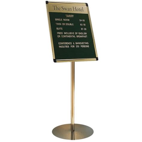 Stand Mounted Grooved Felt Welcome Board Polished Gold Frame White