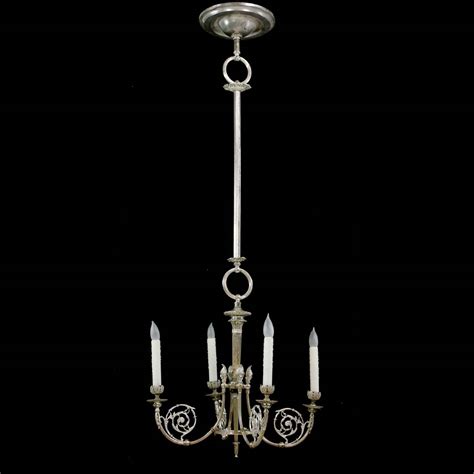 19th Century Silvered Brass 4 Arm Chandelier Olde Good Things