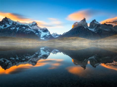 Wallpaper South America Chile Patagonia Andes Mountains Reflection