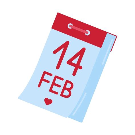 14 February Valentines Day Tear Off Wall Calendar Vector Flat