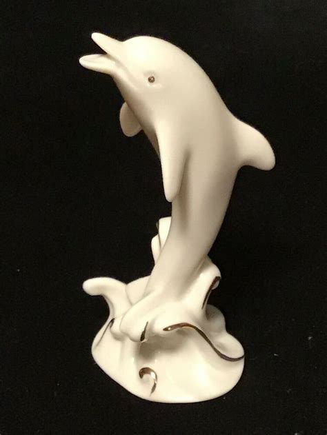 Lenox Miniature 4” Ivory Dolphin W24kt Gold Trim Lenox Gold Trim