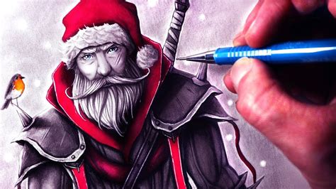 Lets Draw Warrior Santa Fantasy Art Friday Youtube