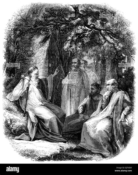 Engraved Illustration Of A Group Of Arch Druids And Druids From 1844