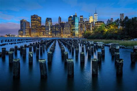 New York Skyline Lower Manhattan View Over The East River Stock Image