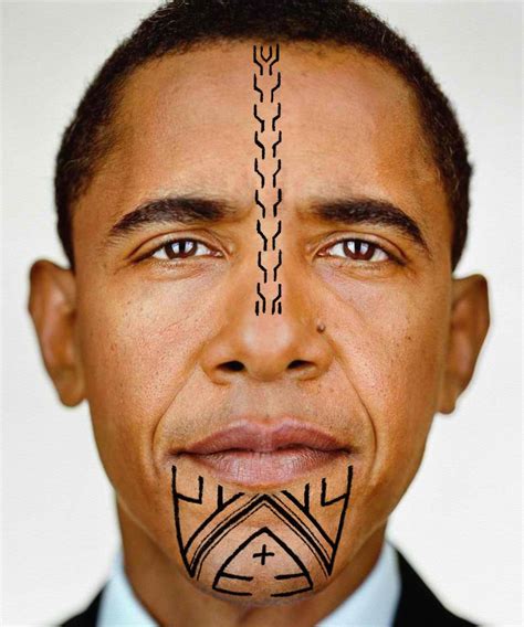 President Obama With A Generic Papuan Coastal Rigo Facial Tattoo