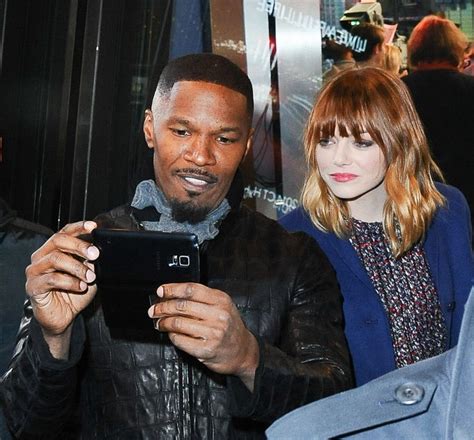 say cheese the best celebrity selfie moments jamie foxx took a selfie with emma stone in nyc