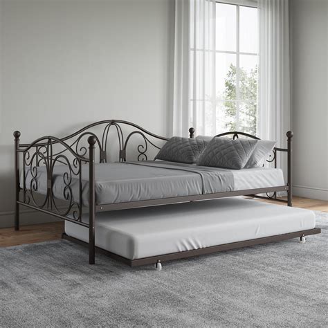 Dhp Bombay Full Size Metal Daybed Frame And Twin Size Trundle Bronze