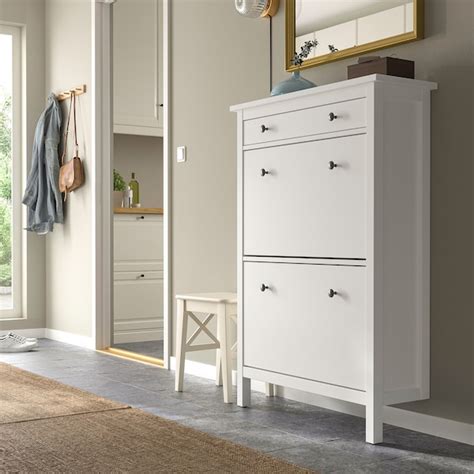 Hemnes Shoe Cabinet With 2 Compartments White 89x30x127 Cm 35x113