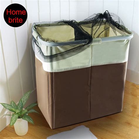 Double Laundry Hamper Washing Basket Clothes Storage Bin Foldable