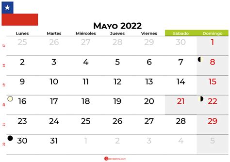 Descargar Calendario Mayo 2022 Chile Para Imprimir