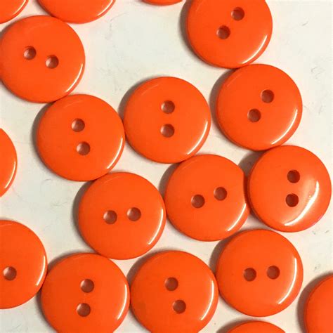 10 Orange Resin Buttons Orange Buttons Bright Orange Etsy Bright