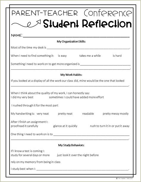 Free Parent Teacher Conference Form Template Resume Example Gallery