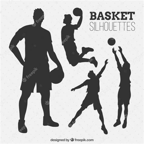 Set Of Basketball Players Silhouettes Free Vector