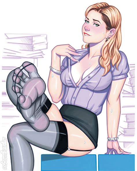 Rule 34 1girls Blush Cleavage Feet Foot Fetish Green Eyes Jenna Fischer Nail Polish Pam Beesly