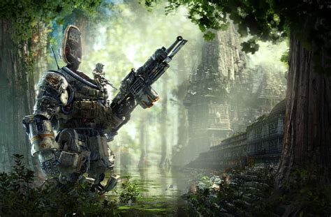 Tropical Forest Robot Titanfall Mech Temple Hd Wallpaper