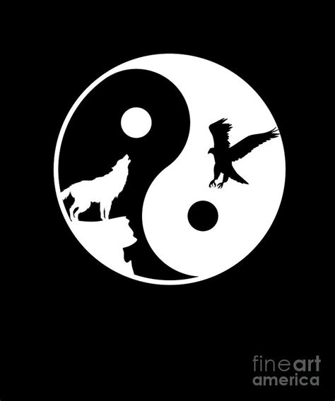 Wolf And Eagle Yin Yang Symbol Harmony Meditation T Digital Art By