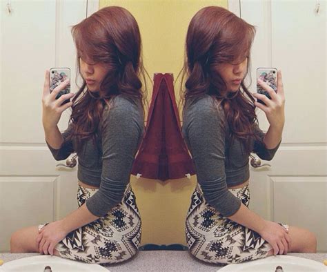 Auburn Hair Color Auburn Mirror Selfie