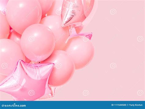 Pink Birthday Air Balloons Pink Background Mockup Stock Photo Image