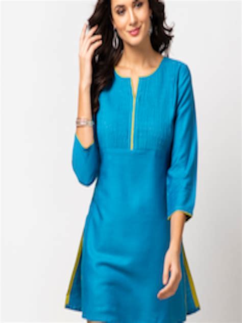 Buy Fabindia Turquoise Blue Solid Tunic Tunics For Women 8660375 Myntra