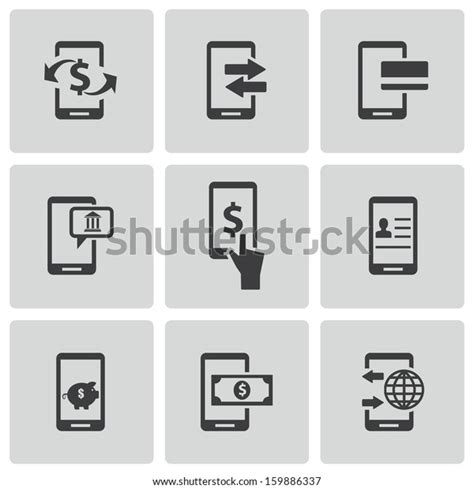 Vector Black Mobile Banking Icons Set Stock Vector Royalty Free 159886337