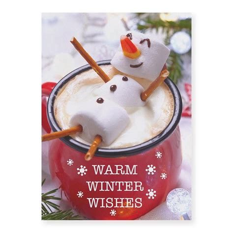 Warm Winter Wishes Deluxe Holiday Cards Hot Chocolate Marshmallows