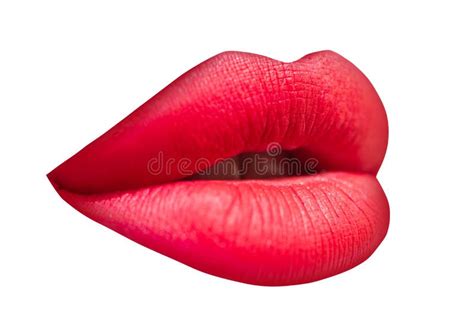 Open Mouth Close Up Art Lips Plump Lip Isolated On White Stock