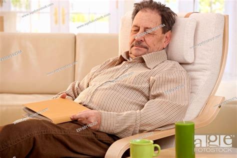 Senior Man Sleeping In Armchair Stock Photo Picture And Low Budget