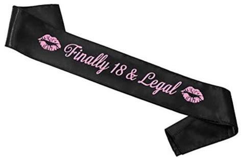 finally 18 and legal 18th birthday party sash black pink fun etsy