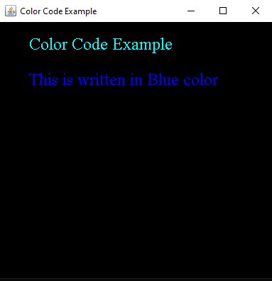 Java Color Codes Javatpoint