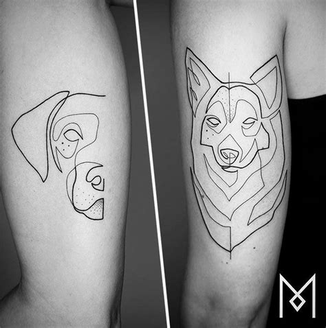 One Line Tattoo Mo Ganji Geometric Dog Tattoo One Line Tattoo
