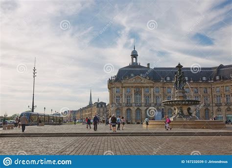 City Life And Architecture In The Downtown Of Bordeaux In France Editorial Stock Image Image