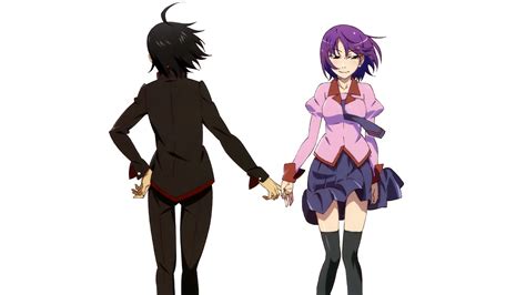 Two Anime Characters Are Standing Next To Each Other One Is Holding The Hand Of Another Character