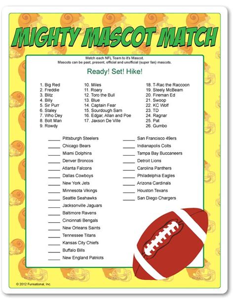 Printable Mighty Mascot Match Whoville Christmas Pinterest Nfl