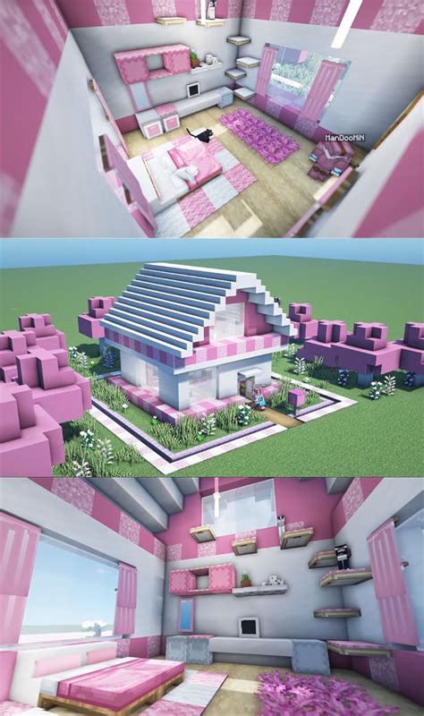 Cute Pink House Design Botcraftnet Minecraft Houses Cute