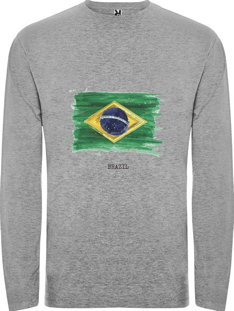 Lilij M Nner T Shirt Langarm Brazil Le Br Sil Brasilien Brasil Brasile Brazil Flag Wei Amazon