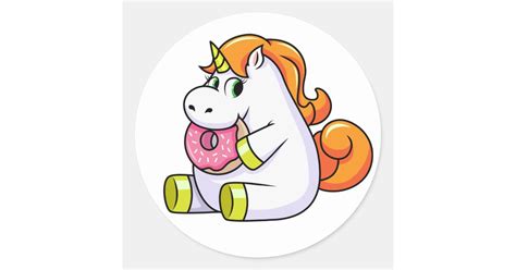 Unicorn Eating Donut Sticker Zazzle