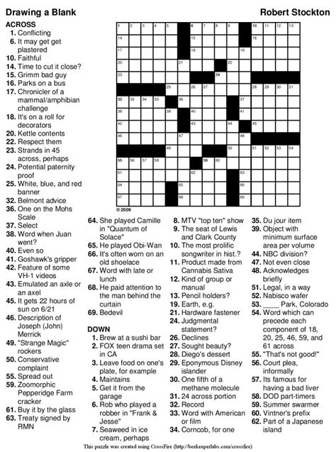 Printable Newspaper Crossword Puzzles For Free Free Printable
