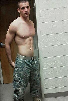 Shirtless Male Hunk Military Stud Great Chest Abs Army Boy Dude Photo