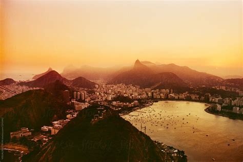 Rio De Janeiro Skyline With Christ The Redeemer Shot On Film By