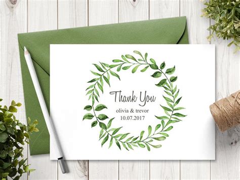 With minted you get unlimited proofs where will you buy your wedding thank you cards? Watercolor Wreath Wedding Thank You Card Template "Lovely ...