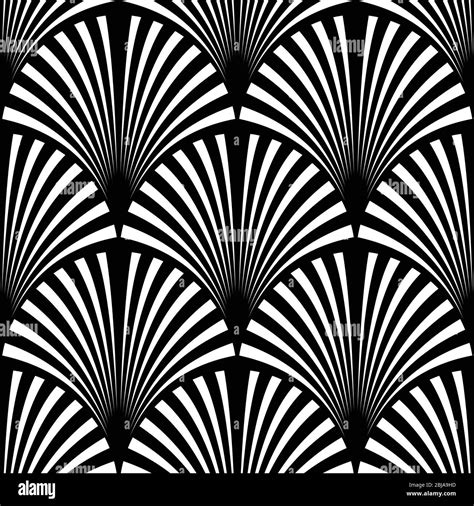 Art Deco Pattern Vector Black White Background Luxury Seamless