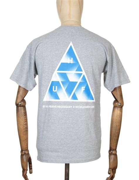 Huf Premiere Triple Triangle T Shirt Heather Grey Clothing From Fat