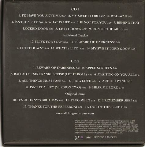 Image All Things Must Pass Cd Box Set Back  The Beatles Collectors Wiki Fandom Powered