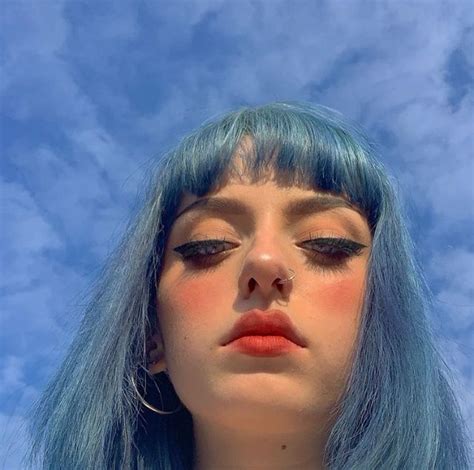 It is characterized by nostalgia and surrealist engagement with the popular. Blue Hair, Blue sky aesthetic; Peachy makeup | Edgy hair ...