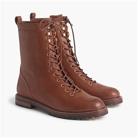 Jcrew Leather Lace Up Boots In Brown Lyst