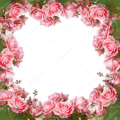 Frame With Pink Roses Stock Photo By ©seqoya 127869126