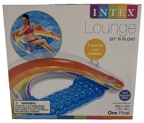 Intex Sit N Float Inflatable Pool Float 60 X 39 Rainbow 2 Pack