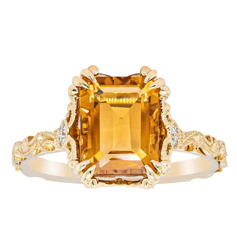 18ct Yellow Gold Citrine And Diamond Romanov Ring Walker And Hall